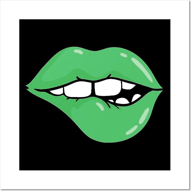 Kinky Green Lips Wall Art by Jambo Designs